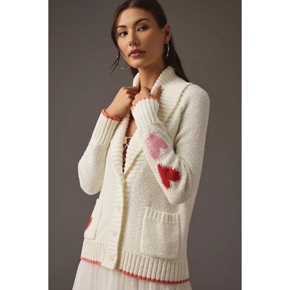 Anthropologie Maeve Heart Cardigan Sweater NWT Size Medium - Picture 2 of 6